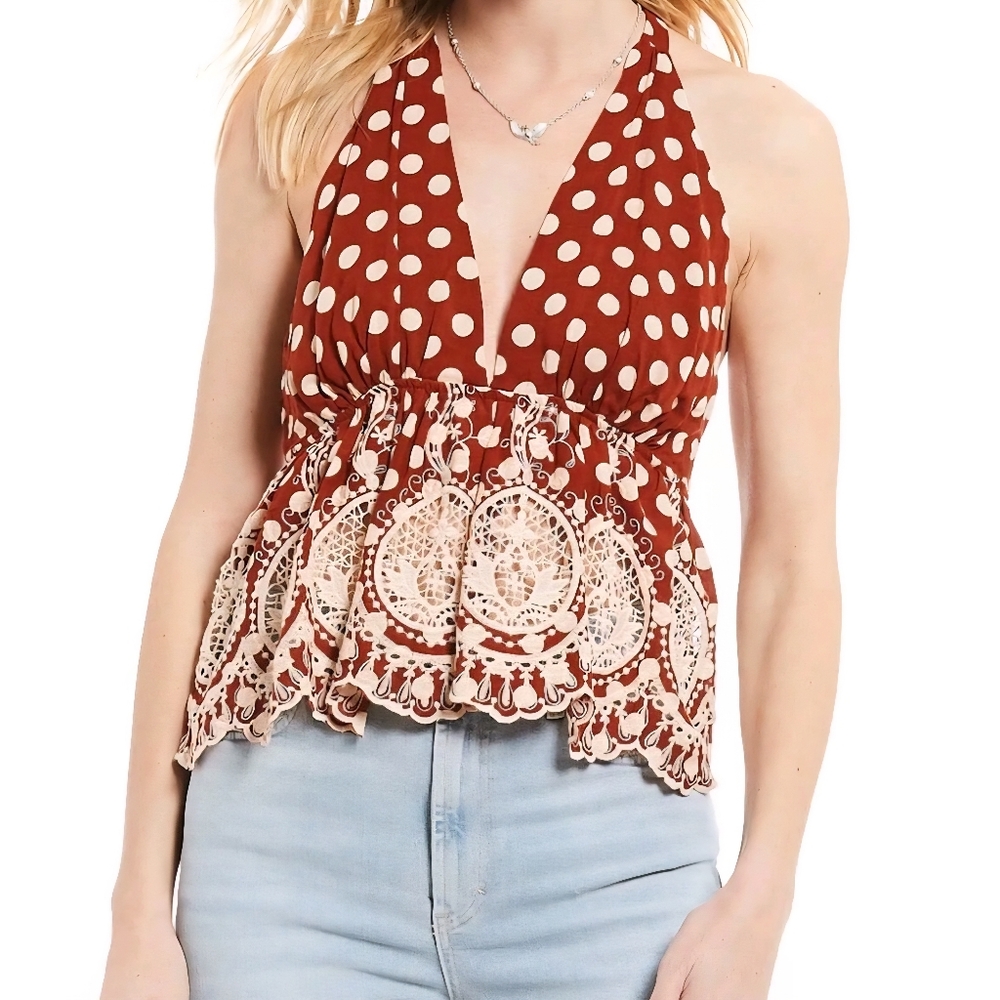 NWOT FP Polka Dot Lace Tank - Picture 9 of 9